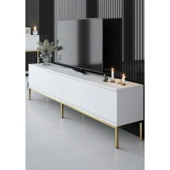 Lord TV-bänk - Vit/guld