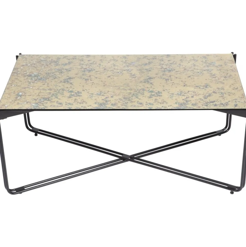 Lori soffbord 110x60 cm - Antikfärgad spegelglas mässing + Fläckborttagare för möbler