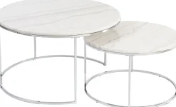 Lormont satsbord i marmor Ø80/60 cm - Ljus marmor/krom + Textilrengöring för möbler