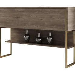 Lux avlastningsbord 120 x 30 cm - Valnöt/guld