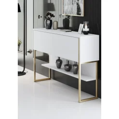 Lux avlastningsbord 120 x 30 cm - Vit/guld
