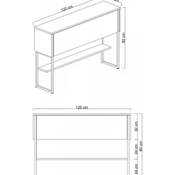 Lux avlastningsbord 120 x 30 cm - Vit/guld