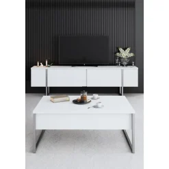 Lux soffbord 90 x 60 cm - Vit/silver