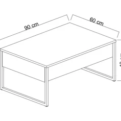 Lux soffbord 90 x 60 cm - Vit/silver