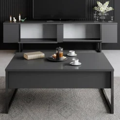 Lux TV-bänk - Antracit/svart