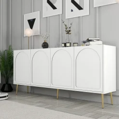 Lyon skänk - Vit/guld