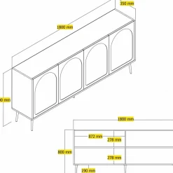 Lyon skänk - Vit/guld