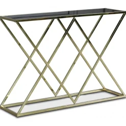 Maine konsolbord i mässing med tonat glas 107 x 30,5 cm