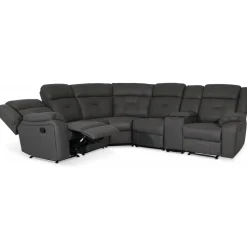 Manhattan hörnsoffa - recliner och drickahållare - Grå PU + Fläckborttagare för möbler