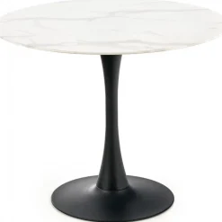 Marco matbord Ø90 cm - Vit marmor/svart