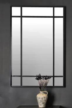 Marlon spegel 120 cm - Metall/antiksvart + Glas och Kristallrengöring