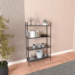 Marta bokhylla - Svart/rökglas