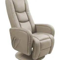 Massagefåtölj i beige PVC med fjärrkontroll