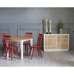 Matbord Ø110 cm ek vit + 4.00 x Stolsdyna