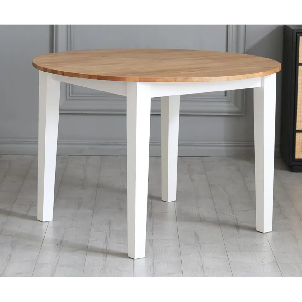 Matbord Ø110 cm ek vit + Möbeltassar