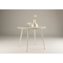 Matbord Ø100 cm i whitewash