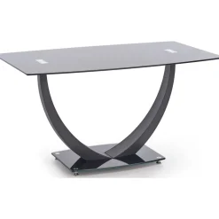 Matbord 140 x 80 cm svart glas + Fläckborttagare för möbler