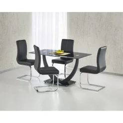 Matbord 140 x 80 cm svart glas + Fläckborttagare för möbler