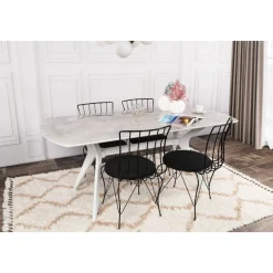 Matbord beige sten faner 180 x 80 cm