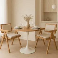 Matbord ek/vit Ø80 cm - Sumner + Möbeltassar