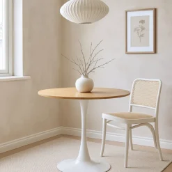 Matbord ek/vit Ø80 cm - Sumner + Textilrengöring för möbler