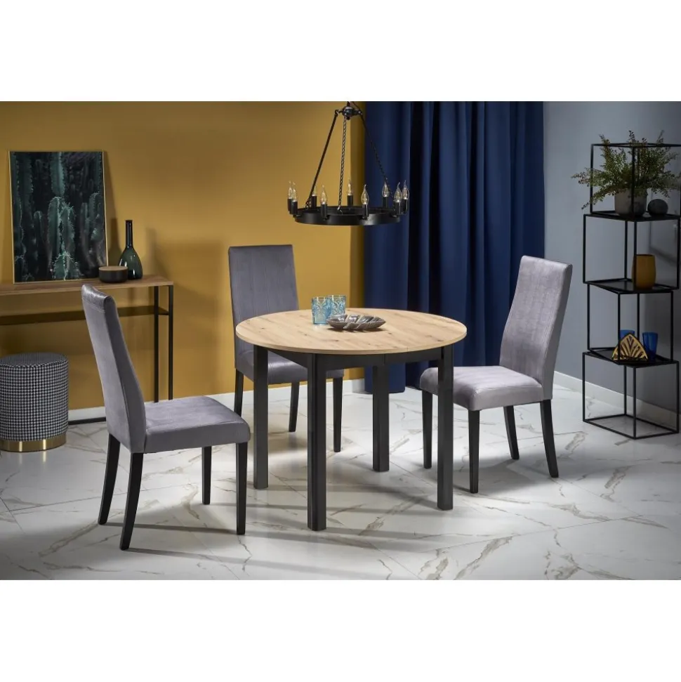 Matbord förlängningsbart 102-142 cm ek/svart