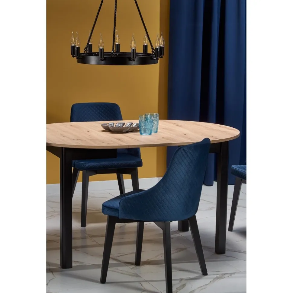 Matbord förlängningsbart 102-142 cm ek/svart