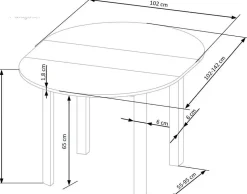Matbord förlängningsbart 102-142 cm ek/svart