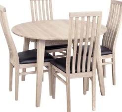 Matbord Genova förlängningsbart Ø110-160x110 cm whitewash oak + Möbeltassar