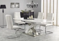 Matbord i vit högglans - förlängningsbart 160 till 220 cm