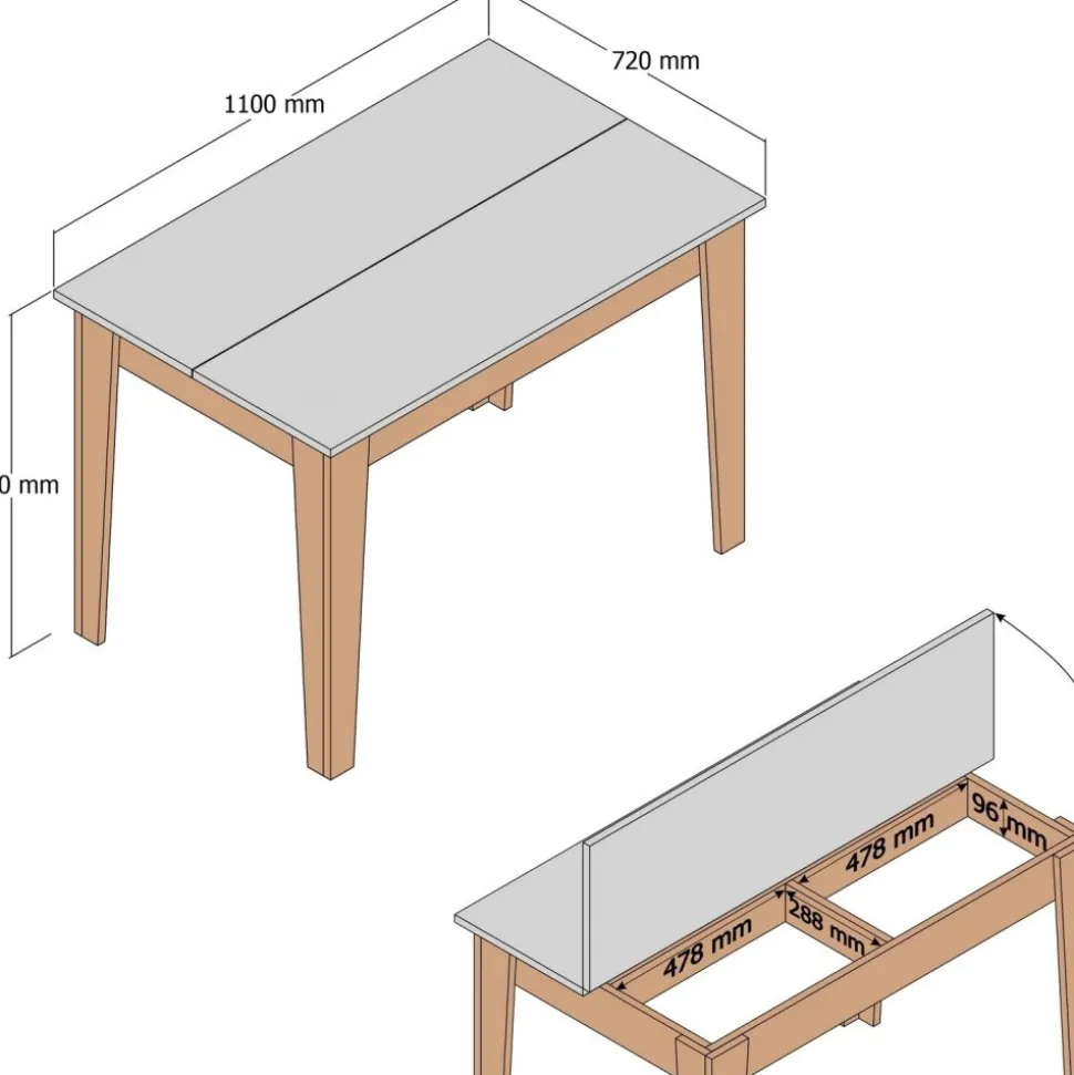 Matbord Kiev i Valnöt / Vit -110x72 cm