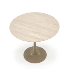 Matbord runt 90 cm beige travertin