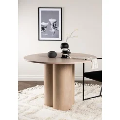 Matbord runt 110 cm Whitewash - Olivia