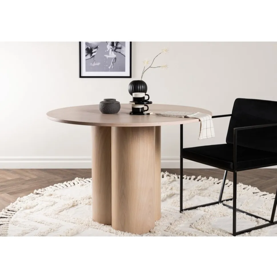 Matbord runt 110 cm Whitewash - Olivia