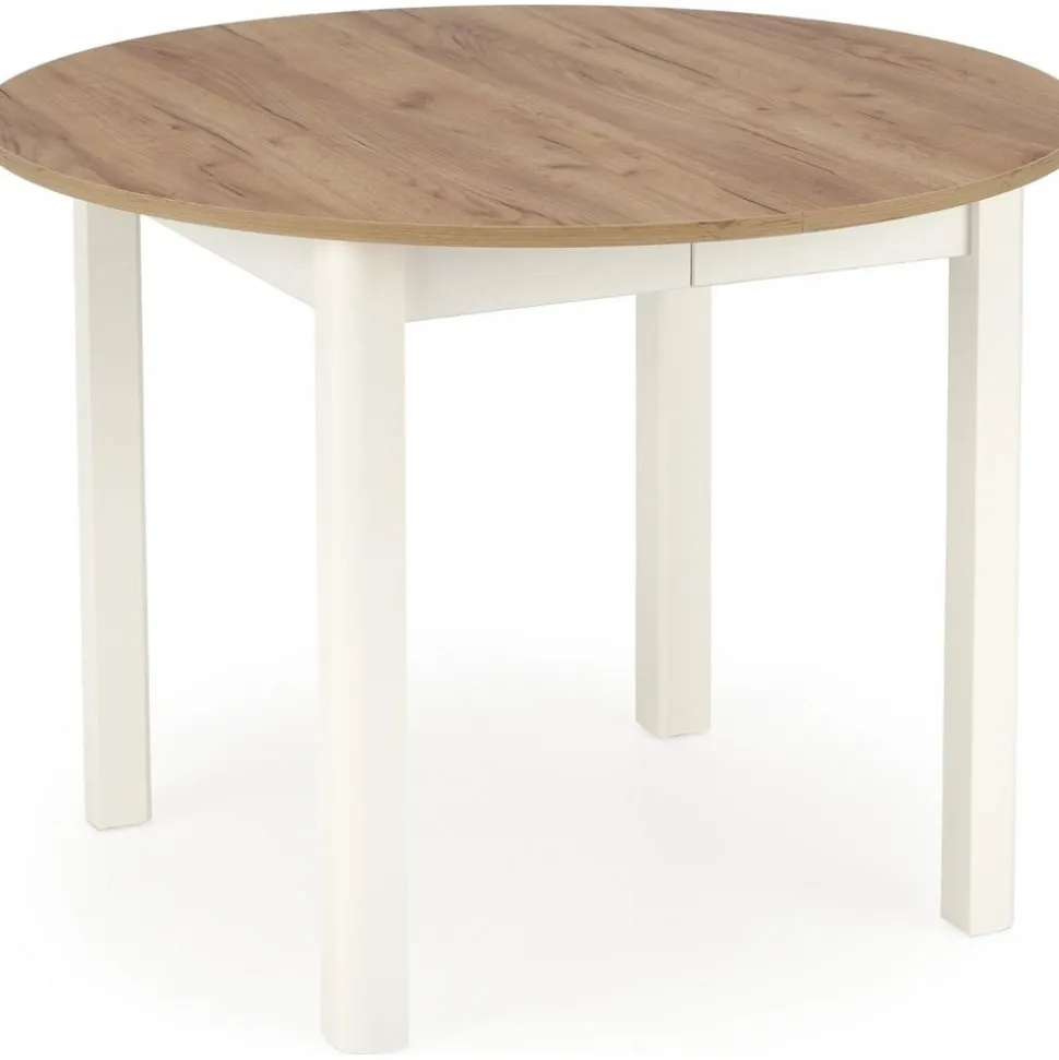 Matbord runt förlängningsbart ek/vit 102-142 cm - Berivan