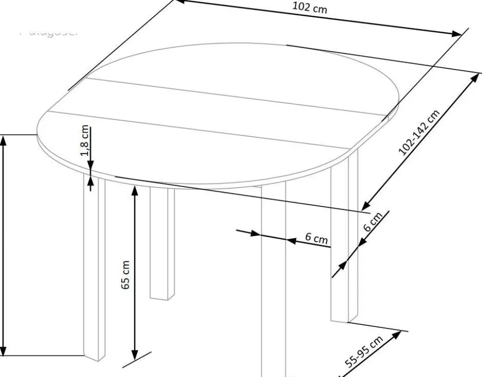Matbord runt förlängningsbart ek/vit 102-142 cm - Berivan