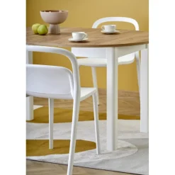 Matbord runt förlängningsbart ek/vit 102-142 cm - Berivan