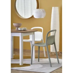 Matbord runt förlängningsbart ek/vit 102-142 cm - Berivan