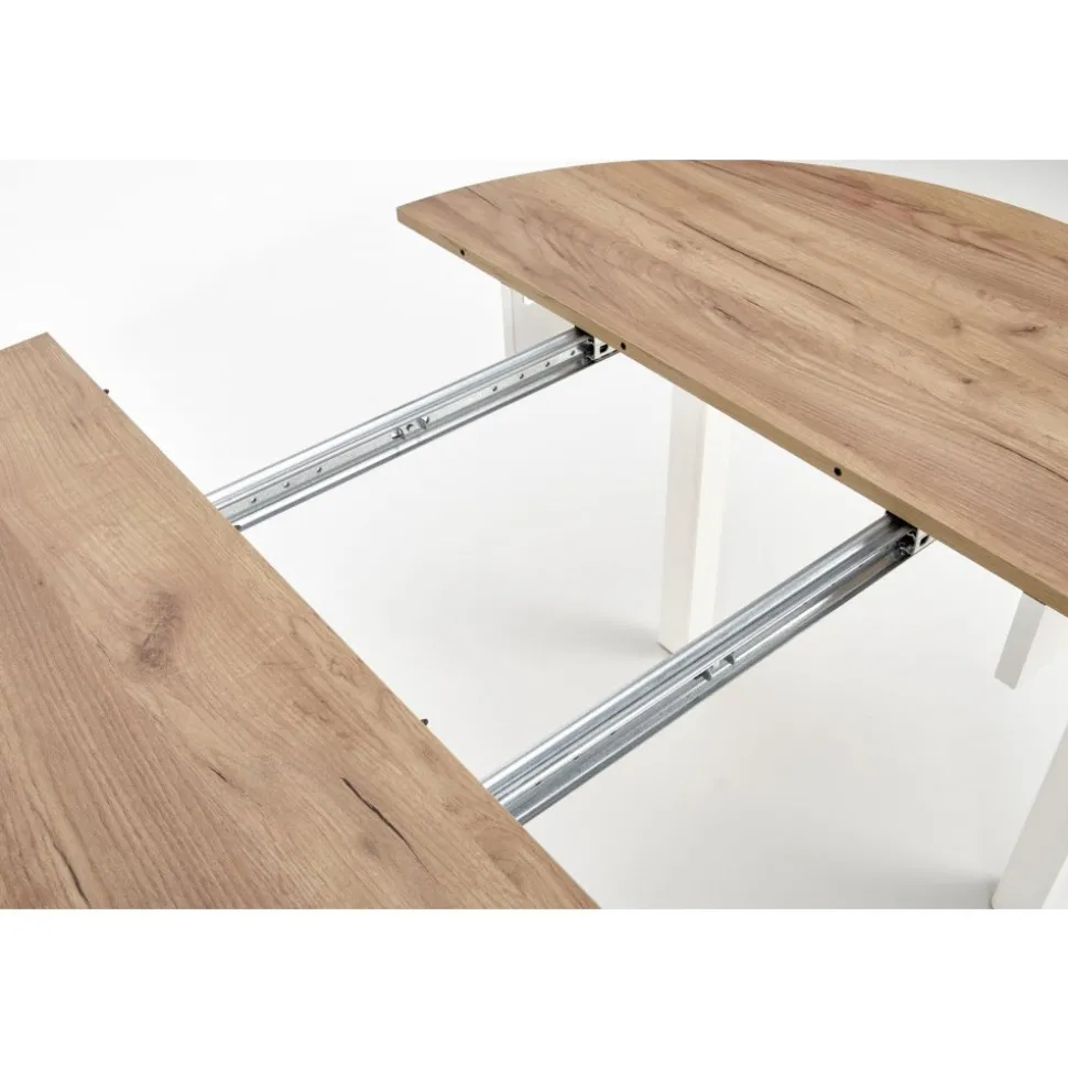 Matbord runt förlängningsbart ek/vit 102-142 cm - Berivan