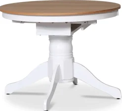 Matbord runt förlängningsbart Ø106-141 cm - Vit / Oljad Ek
