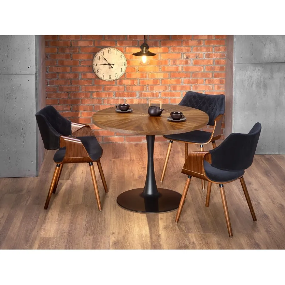 Matbord runt valnöt - svart 100 cm - Towson + Möbeltassar
