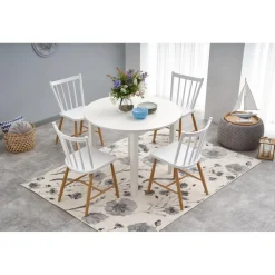 Matbord vitt förlängningsbart 102-142 cm + Möbeltassar