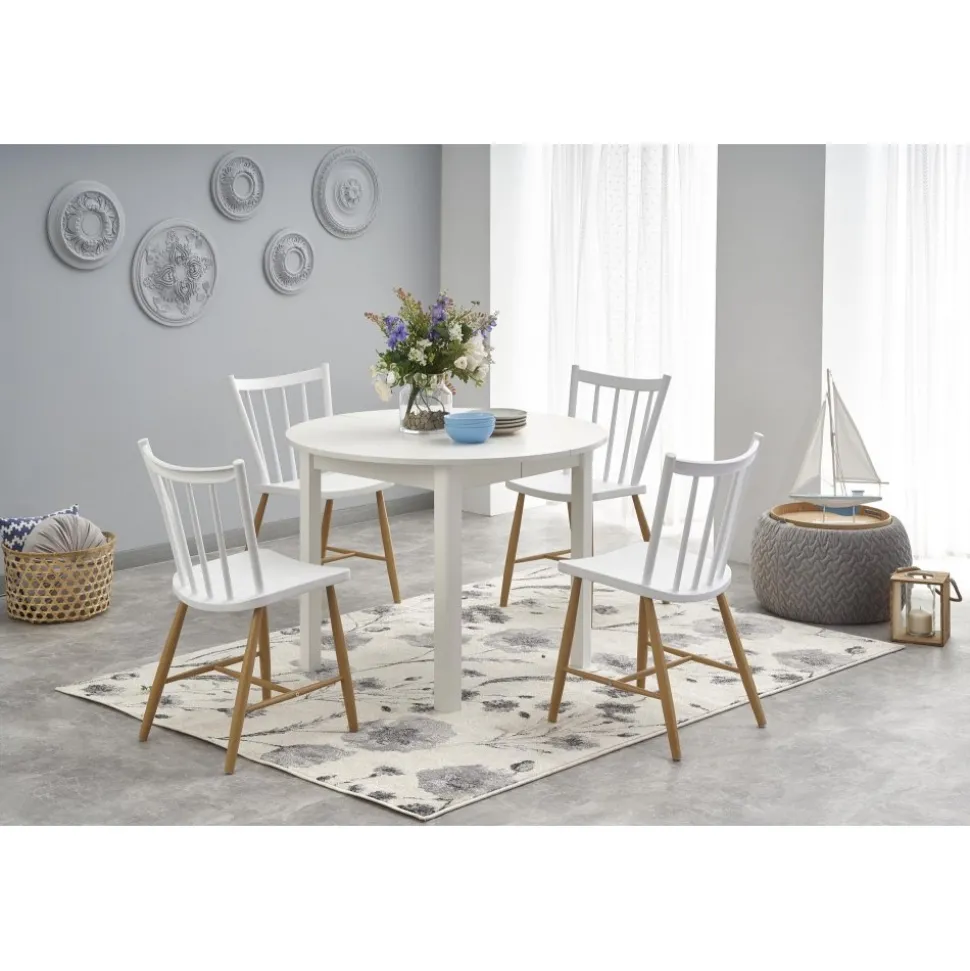 Matbord vitt förlängningsbart 102-142 cm + Möbeltassar