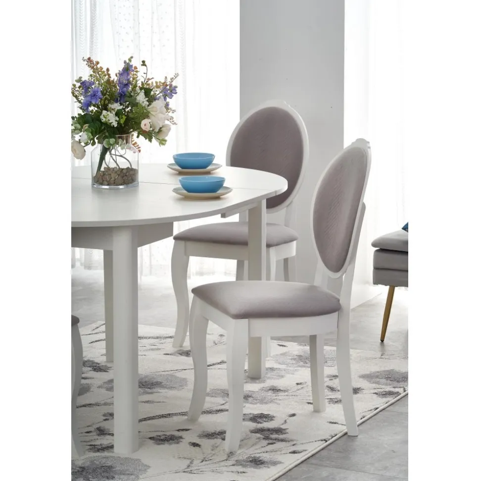 Matbord vitt förlängningsbart 102-142 cm + Möbeltassar