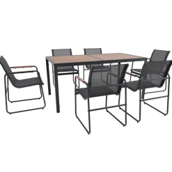 Matgrupp; 6 stolar med bord - Lagun + Textilskydd för utemöbler