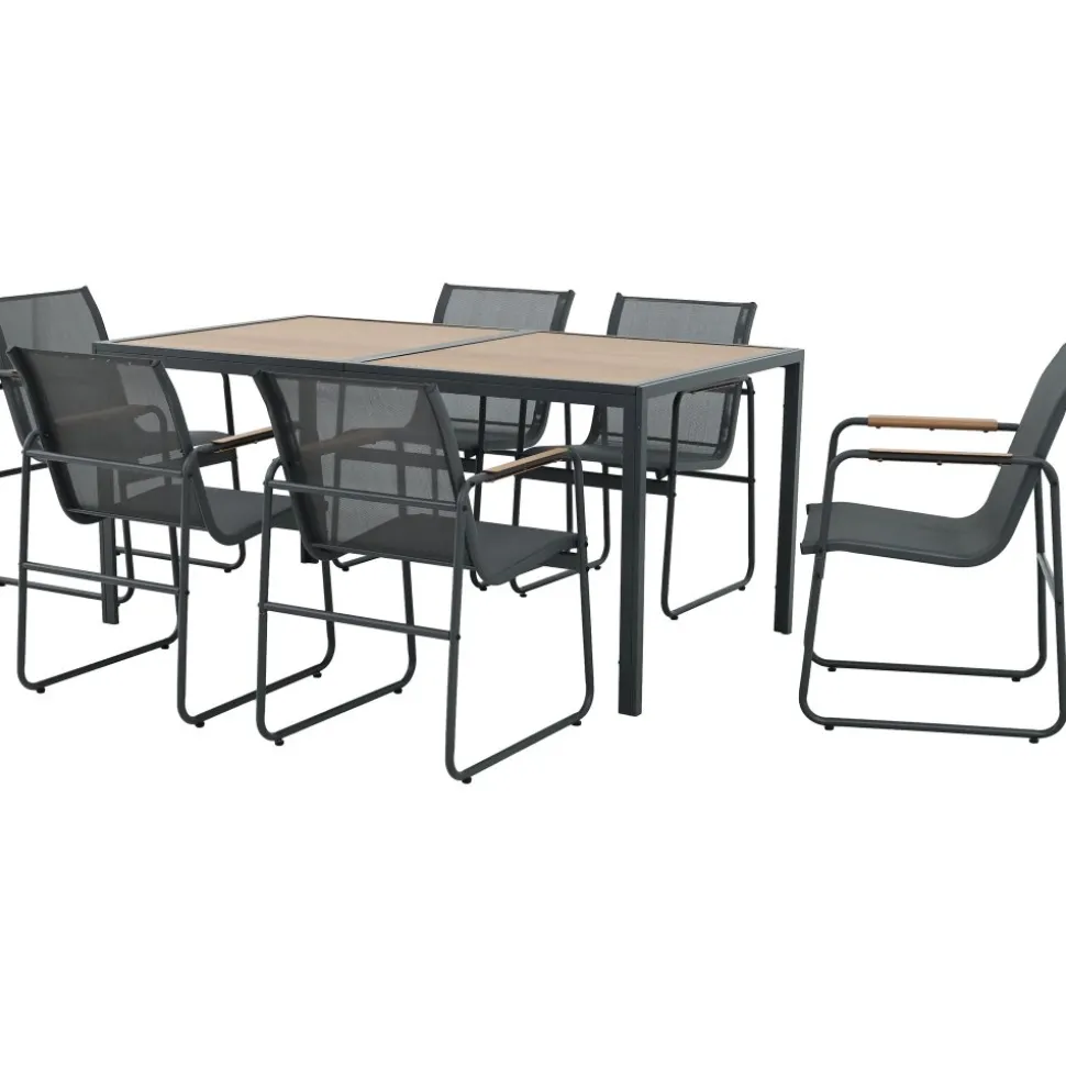 Matgrupp; 6 stolar med bord - Lagun + Rengöringsmedel för utemöbler