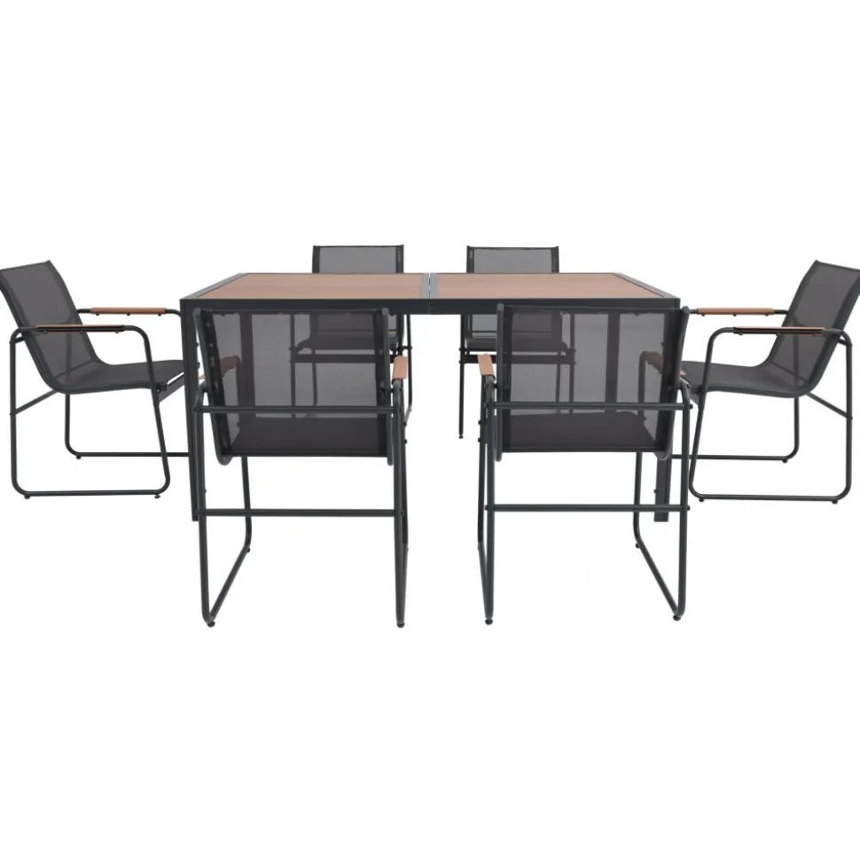 Matgrupp; 6 stolar med bord - Lagun + Rengöringsmedel för utemöbler