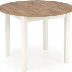 Matgrupp Berivan Ø102142 cm ek/vit med 4 st Industry stolar i borstat stål