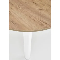 Matgrupp Berivan Ø102142 cm ek/vit med 4 st Industry stolar i borstat stål