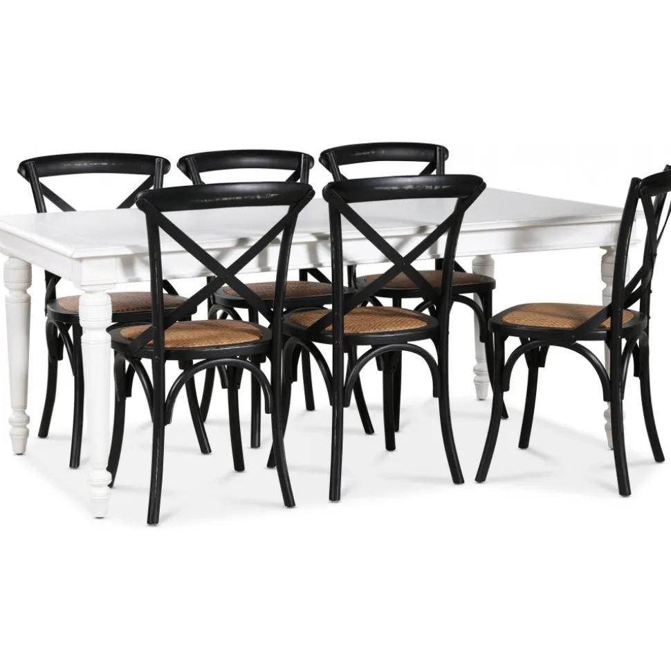 Matgrupp; Bord 180x90 cm med 6 st Gaston matstolar